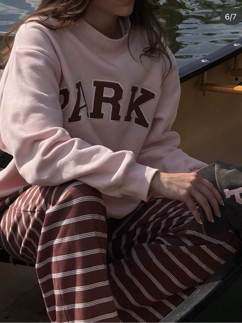 Rare PARKE Pink Mockneck Sweatshirt with Brown Lettering
